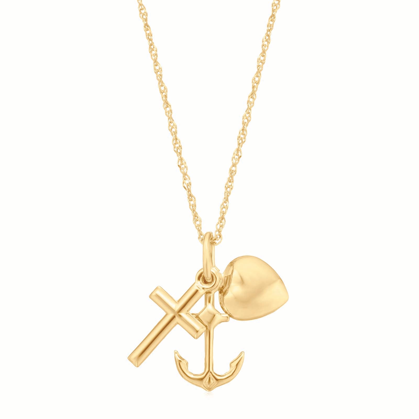 9ct Yellow Gold Silver Filled 45 CM Hope Faith Charity Necklace