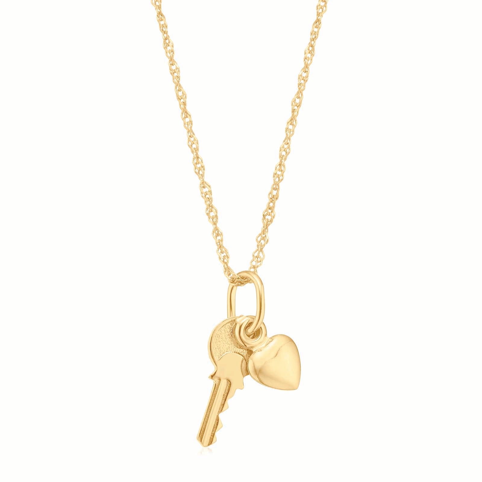 Jewellerybox 9ct Yellow Gold Open Heart Pendant – CZ Crystal, Round Clear Stone, 9K Gold, Necklace Ready, New With Tags