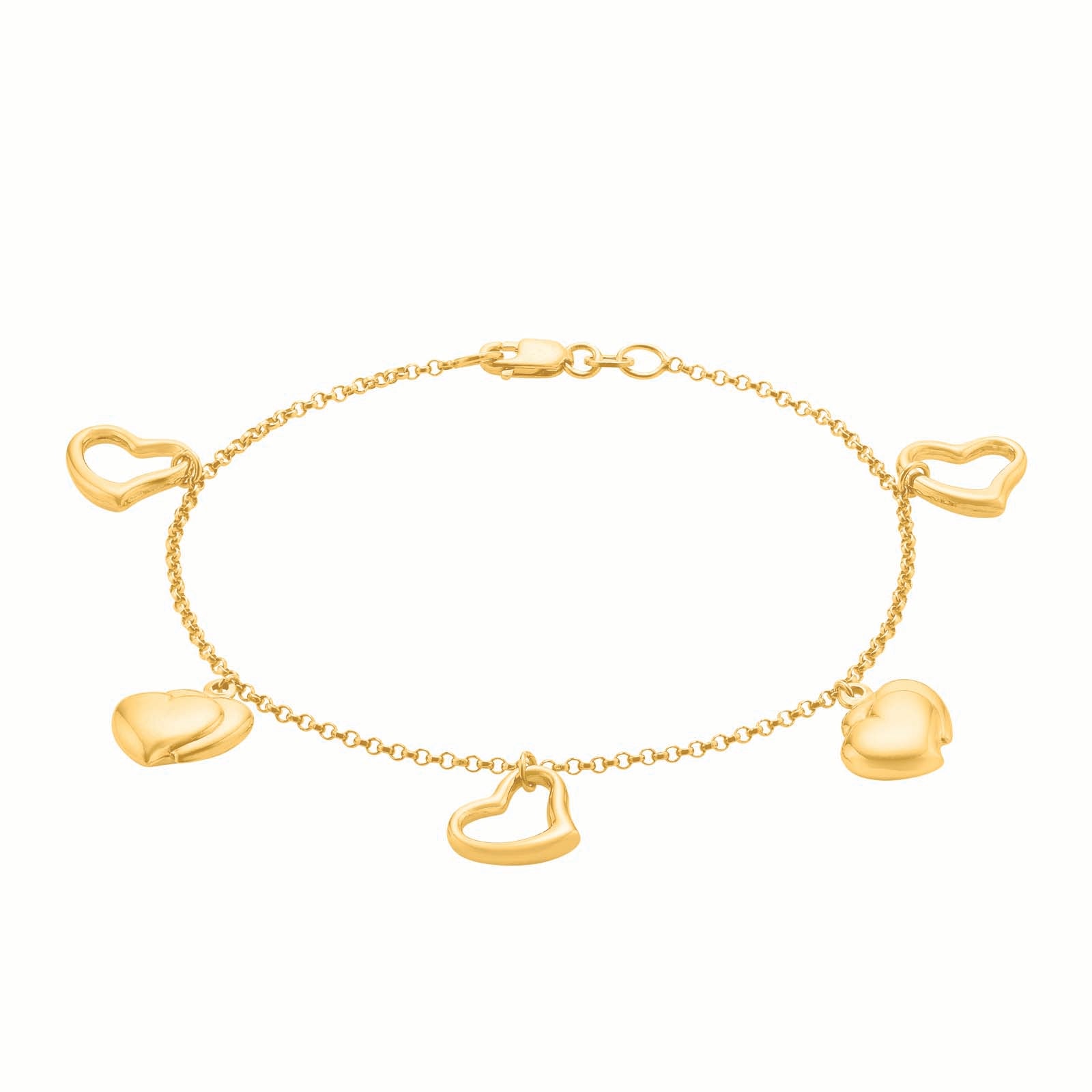 Sterling Silver & Gold Plated Heart Triple Chain Bracelet – Zamels
