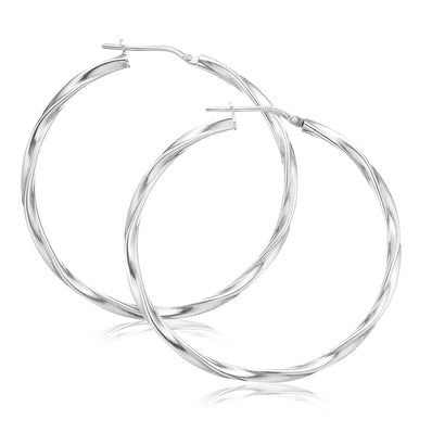 Sterling Silver 40x2.5 mm Twist Hoops