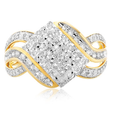 9ct Yellow Gold Round Brilliant Cut 0.34 CARAT tw of Diamonds Ring