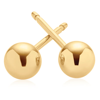 9ct Yellow Gold & Silver-filled 4mm Ball  Stud Earrings