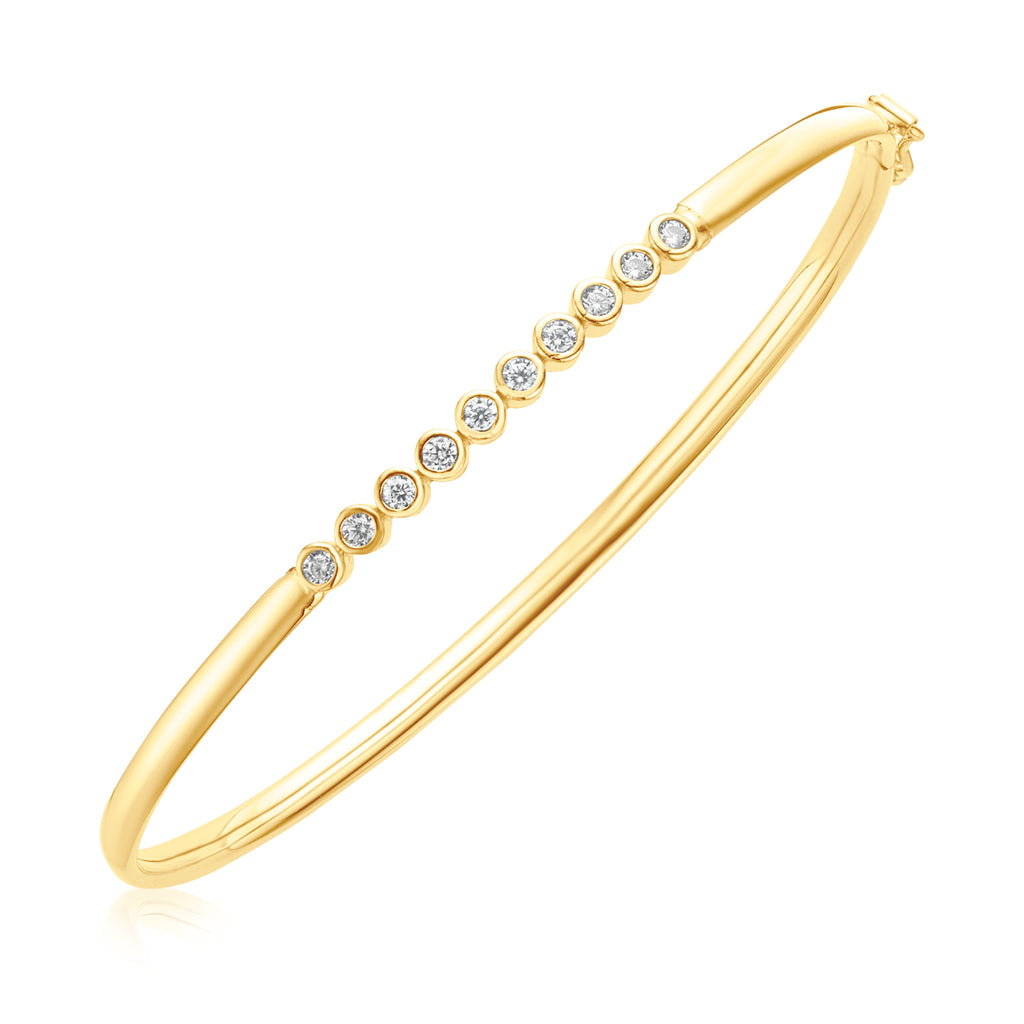 9ct Yellow Gold & Silver-filled Cubic Zirconia Bangle