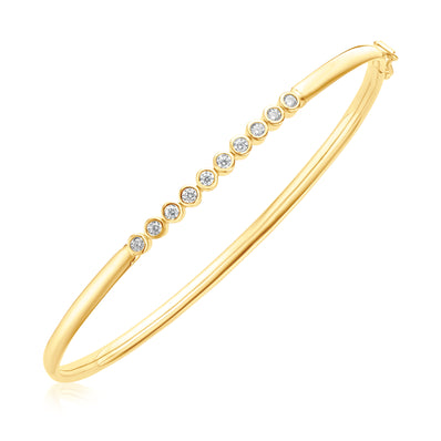 9ct Yellow Gold & Silver-filled Cubic Zirconia Bangle