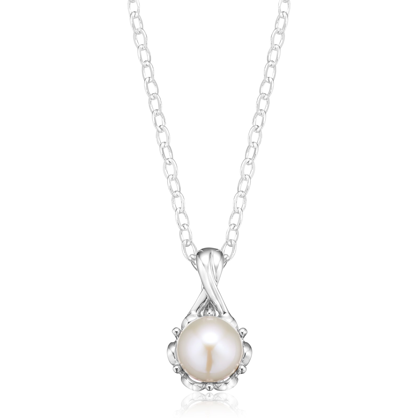 Sterling Silver 6mm White Fresh Water Pearl Pendant
