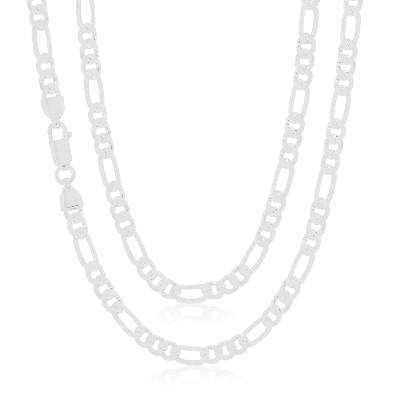 Sterling Silver 55cm Diamond Cut Bevelled 1:3 Figaro Chain