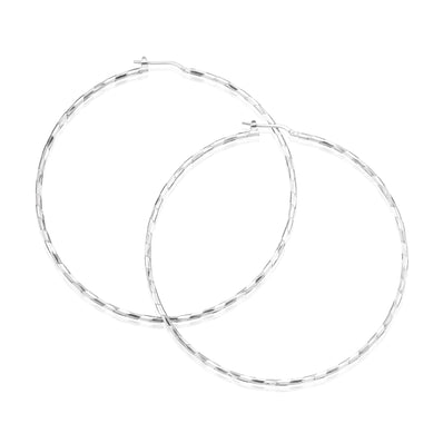 Sterling Silver 70x1.8mm Pattern Hoop Earrings