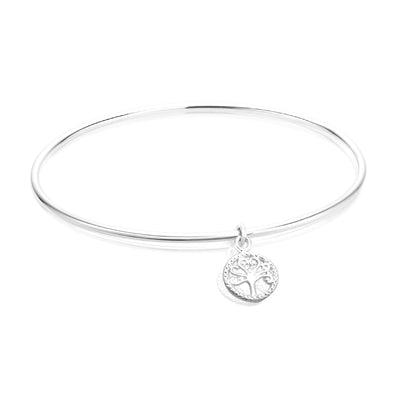 Sterling Silver 65 mm Drop Tree of Life Bangle