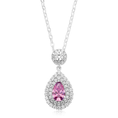Kiss Sterling Silver Pear Cut Cubic Zirconia made with Swarovski Elements Pendant