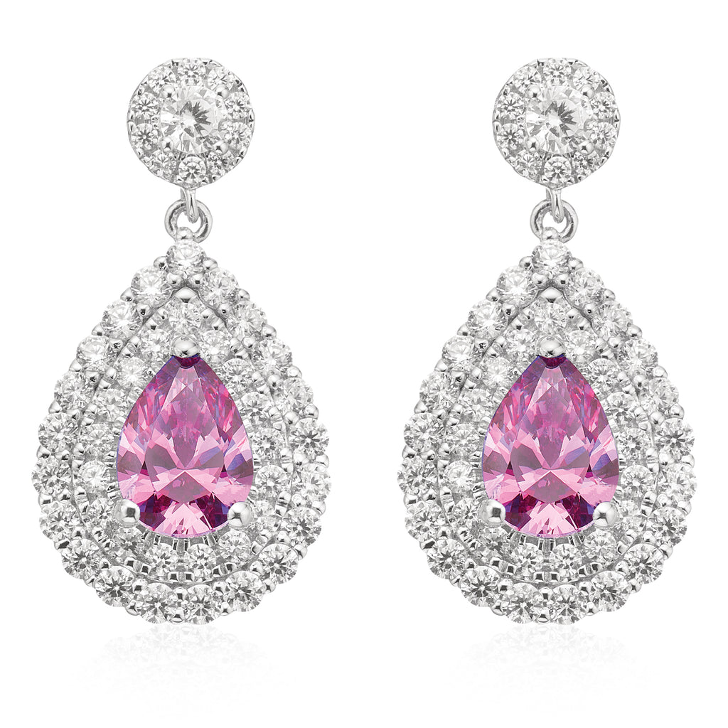 Kiss Sterling Silver Pear Cut Cubic Zirconia made with Swarovski Elements Drop Earrings
