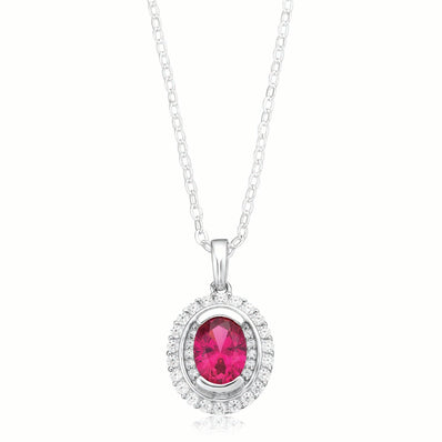 Kiss Sterling Silver Oval Cut Cubic Zirconia made with Swarovski Elements Pendant