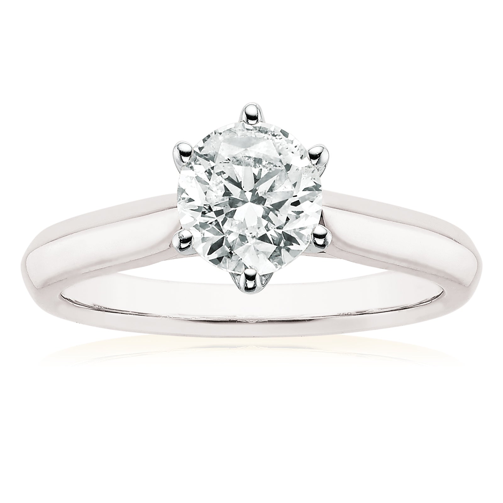 Solitaire 18ct White Gold Round Brilliant Cut CARAT tw of Diamonds R