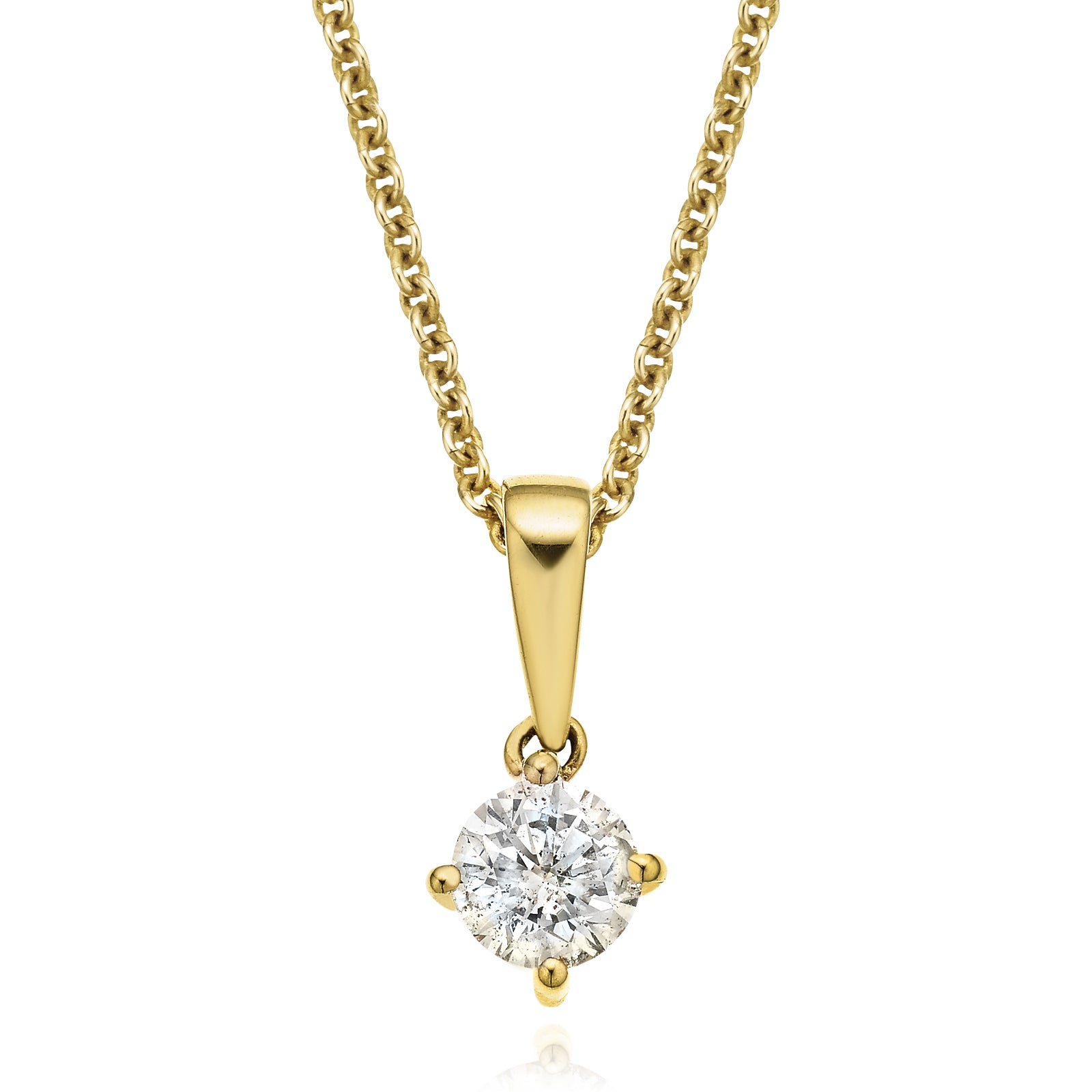 Solitaire 9ct Yellow Gold Round Brilliant Cut 1/4 CARAT tw of Diamonds Pendant