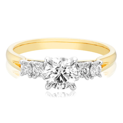 Celebration 18ct Yellow Gold Round Brilliant Cut 1 Carat tw of Certified Lab Grown Diamonds Ring