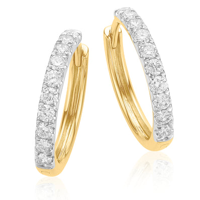 Celebration 9ct Two Tone Gold Round Brilliant Cut 1/2 CARAT tw of Lab Grown Diamonds Huggie Earrings