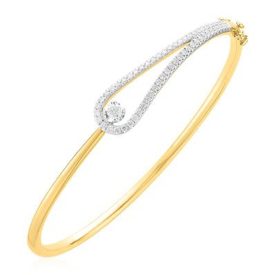 Celebration 9ct Yellow and White Gold with Round Brilliant Cut 1 Carat tw of Lab Grown Diamond Bangle