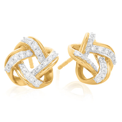 9ct Yellow Gold Round Brilliant Cut 1/4 CARAT tw of Diamonds  Stud Earrings