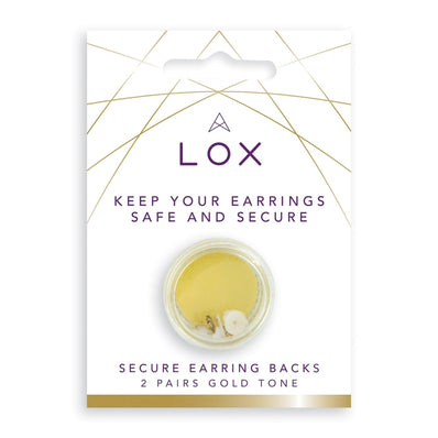 LOX Secure Earring Backs 2 Pair Pack Yellow Gold Tone