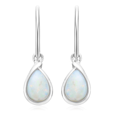 Sterling Silver Pear Cut 8x6mm Opal Earrings