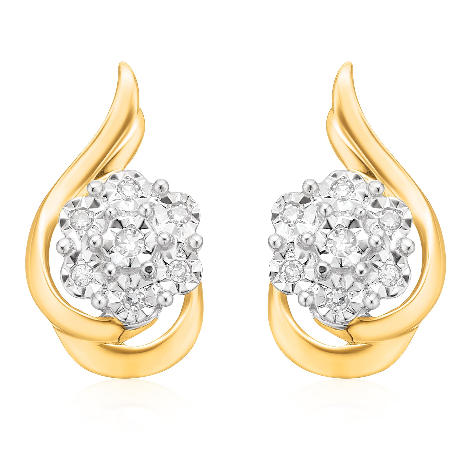 9ct Yellow Gold Round Brilliant Cut 0.05 CARAT tw of Diamonds Stud Earrings