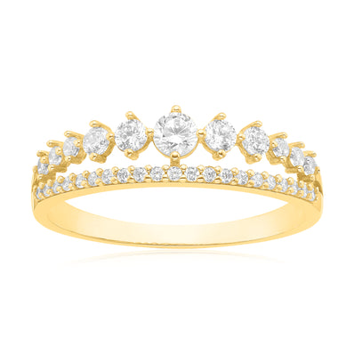 9ct Yellow Gold with White Cubic Zirconia Ring