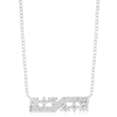 Sterling Silver 40-45cm with Round Cut White Cubic Zirconia Necklaces