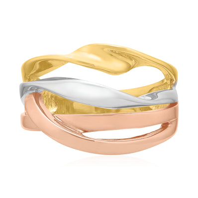9ct Two Tone Gold Rhodium Plated Twist Ring