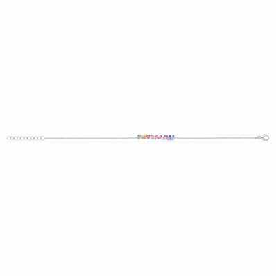Sterling Silver with Baguete & Round Cut  Cubic Zirconia Rainbow Bracelets