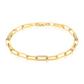 9ct Yellow Gold & Silver-filled 19cm Long Belcher Chain with Cubic Zirconia Bracelets