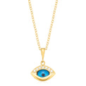 9ct Yellow Gold with Cubic Zirconia & Glass Evil Eye Pendant