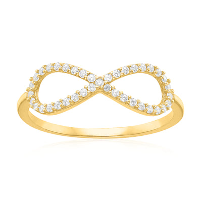 9ct Yellow Gold with Round Cut Cubic Zirconia Infinity Ring