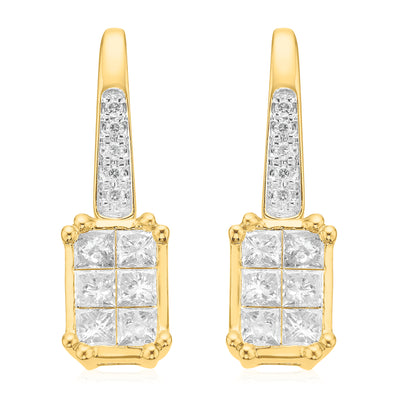 New York 14ct White Gold with Princess Cut 1/2 CARAT tw Diamond Drop Earrings