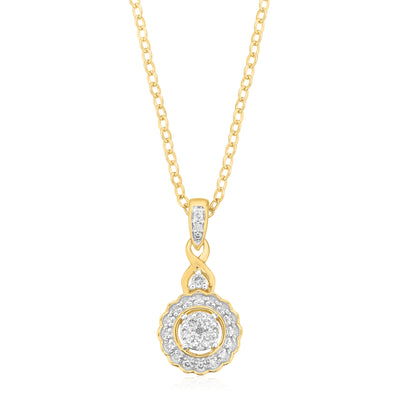 London 9ct Yellow Gold with Round Brilliant Cut 1/4 CARAT tw Diamond Pendant