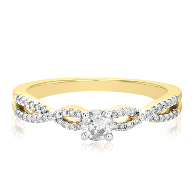 Solitaire 9ct Yellow Gold with Round Brilliant Cut 1/3 CARAT tw of Diamond Engagement Ring