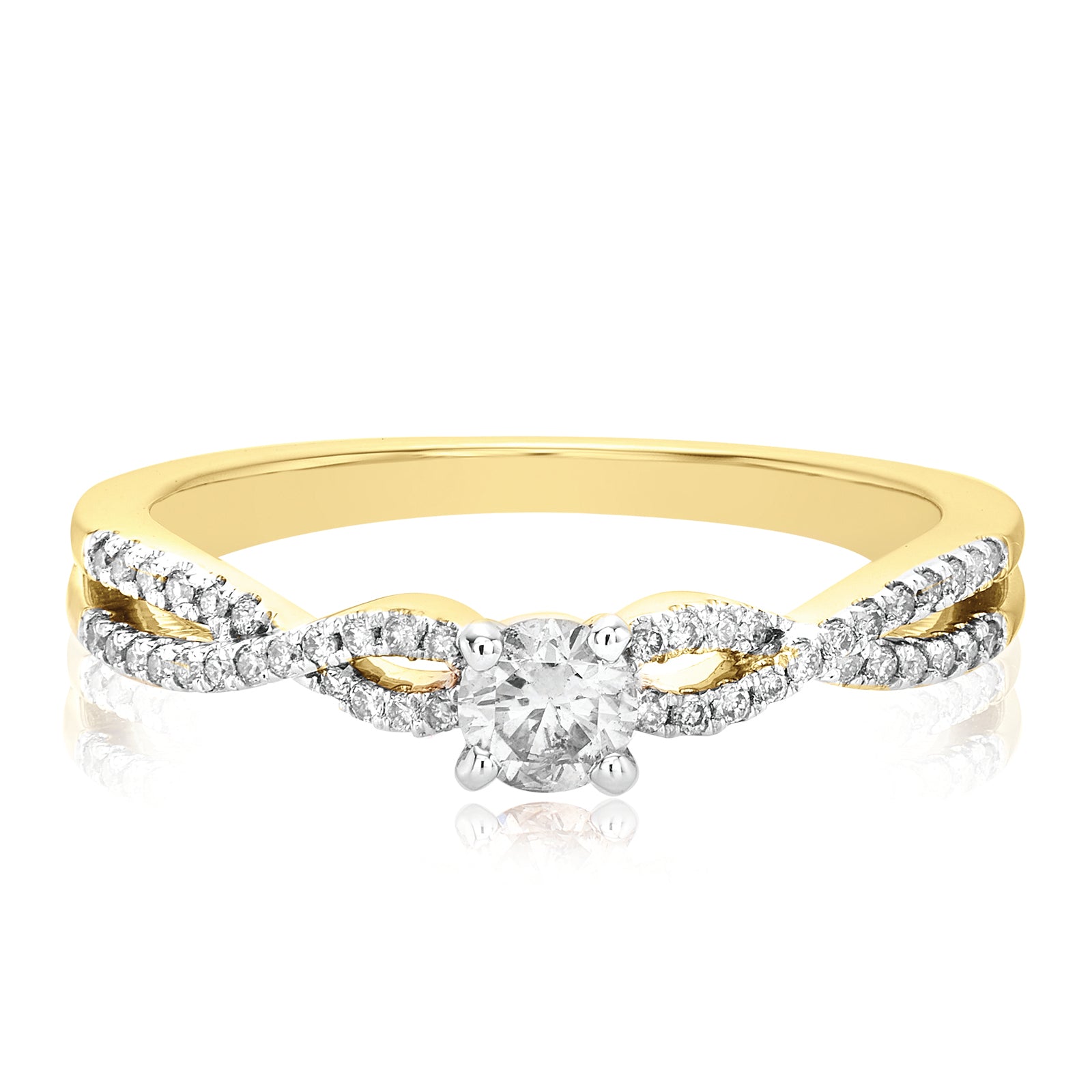 Solitaire 9ct Yellow Gold with Round Brilliant Cut 1/3 CARAT tw of Diamond Engagement Ring