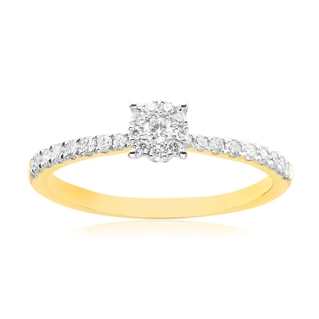 Celebration 9ct Yellow Gold with Round Brilliant Cut 0.37 CARAT tw of Lab Grown Diamond Engagement Ring
