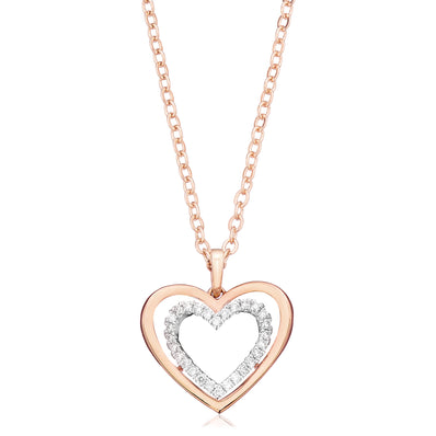 Celebration 9ct Rose & White Gold with Round Brilliant Cut 0.14 CARAT tw of Lab Grown Diamonds Heart Pendants