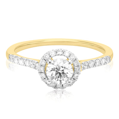 Celebration 18ct Yellow Gold with Round Brilliant Cut 3/4 CARAT tw of Lab Grown Diamond Engagement Ring