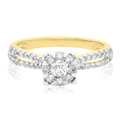 Paris 14ct  Yellow Gold with Round Brilliant Cut 3/4 CARAT tw of Diamonds Ring