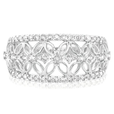 Paris 14ct White Gold with Round Brilliant Cut 1/2 CARAT tw of Diamond Wedding Band