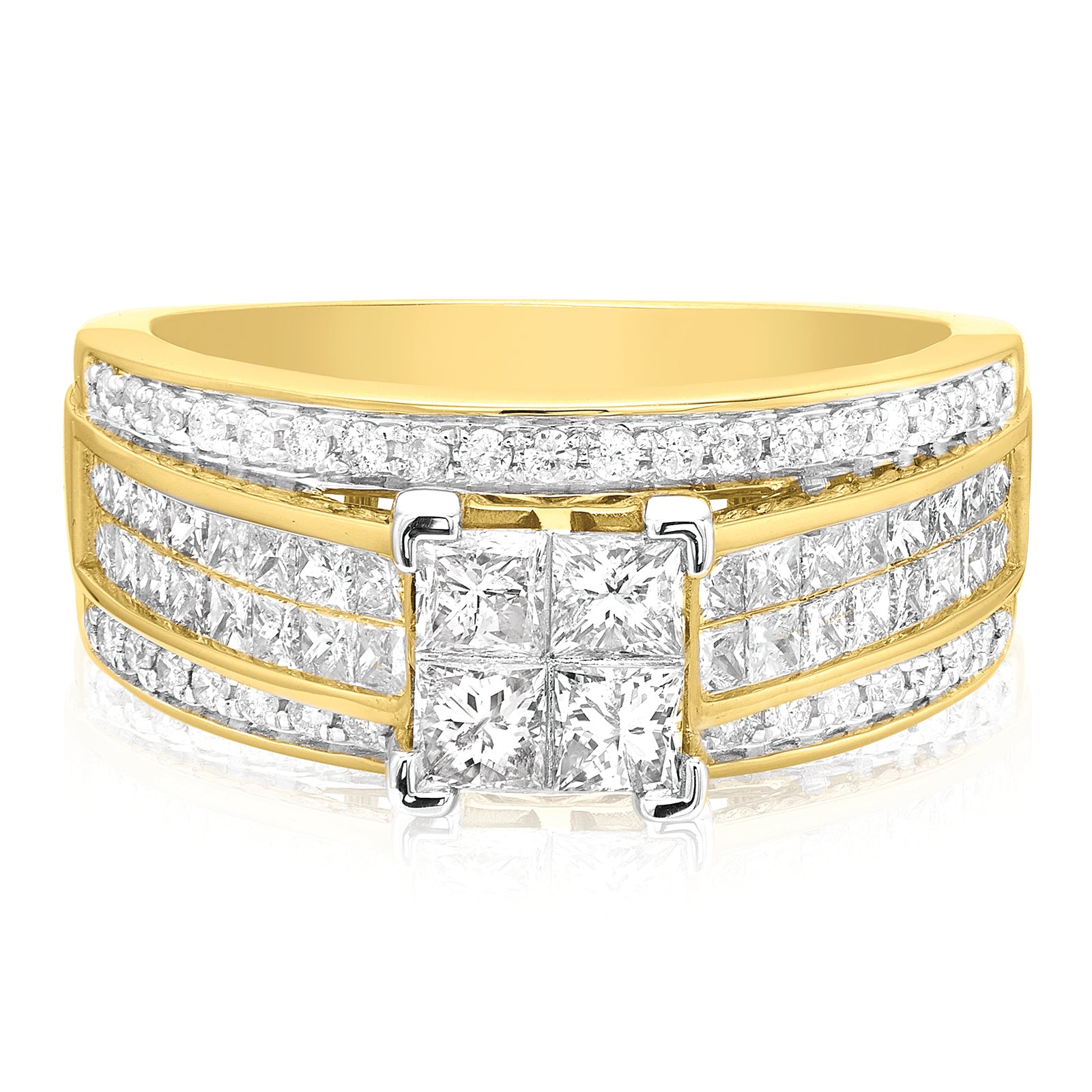 New York 14ct Yellow Gold with Princess Cut 1/2 CARAT of Diamonds Dr