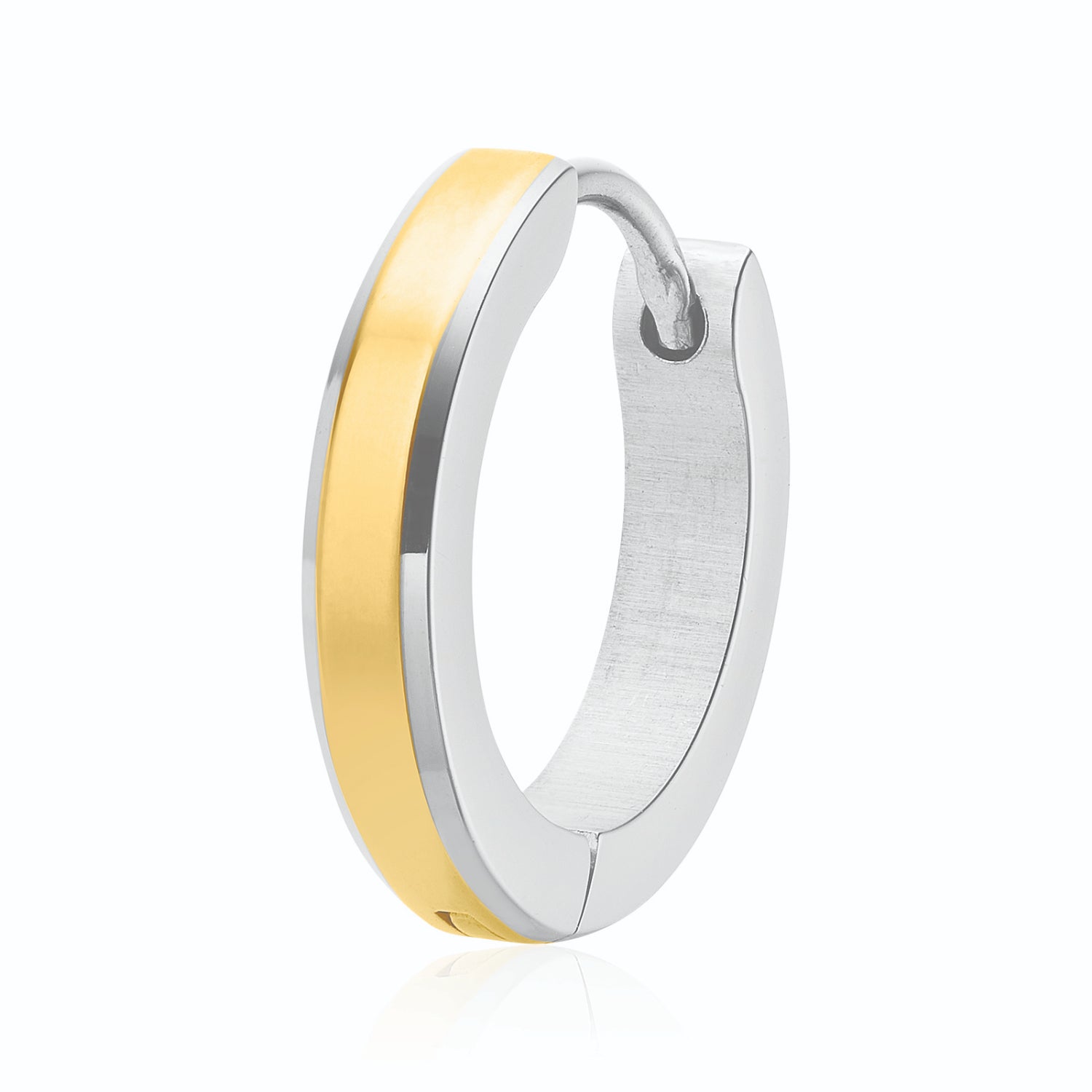thumbnail image 2 of Fashion Attitude Yellow Gold Stainless Steel Crystal Huggie Earrings - High Polish 2 of 4