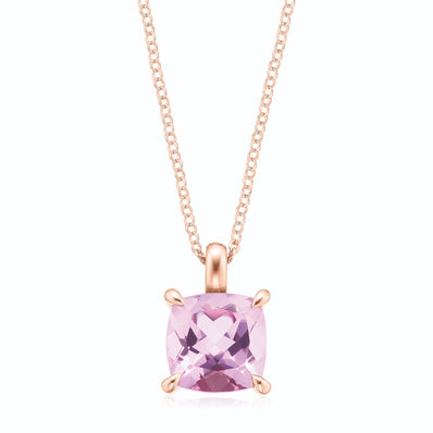 9ct Rose Gold with Cushion Cut of Amethyst Pendants