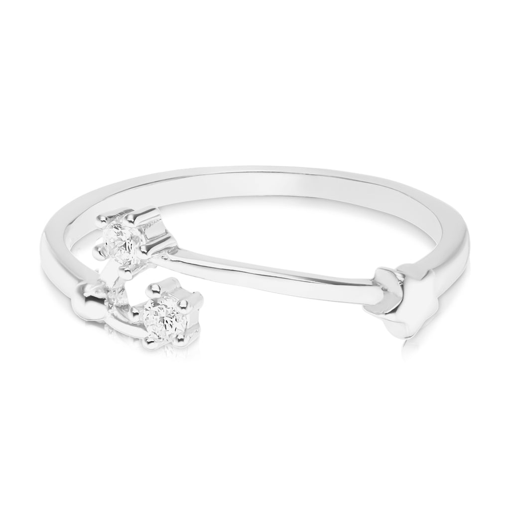 Sterling Silver with Round Brilliant Cut Cubic Zirconia ARIES Zodiac Ring