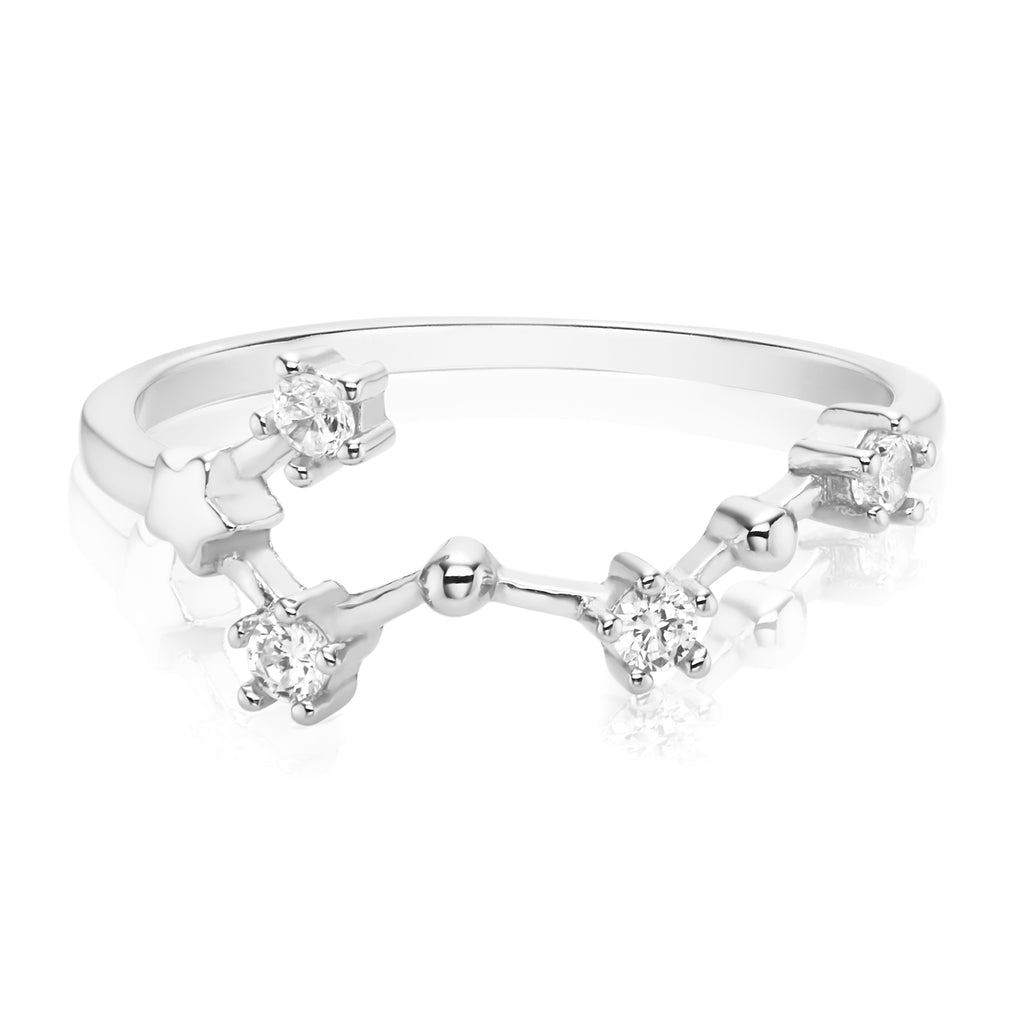 Sterling Silver with Round Brilliant Cut Cubic Zirconia VIRGO Zodiac Ring