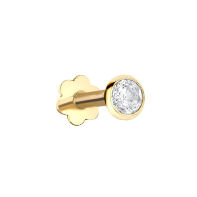 9ct Yellow Gold with Cubic Zicornia Labret Earring