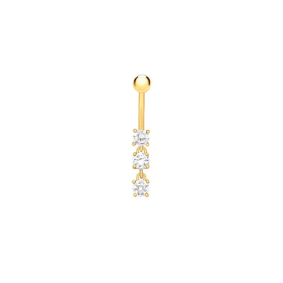 9ct Yellow Gold with Cubic Zicornia Dangle Belly Stud