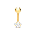 9ct Yellow Gold with White Cubic Zicornia Star Belly Stud
