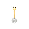 9ct Yellow Gold with White Crystal Round Belly Stud