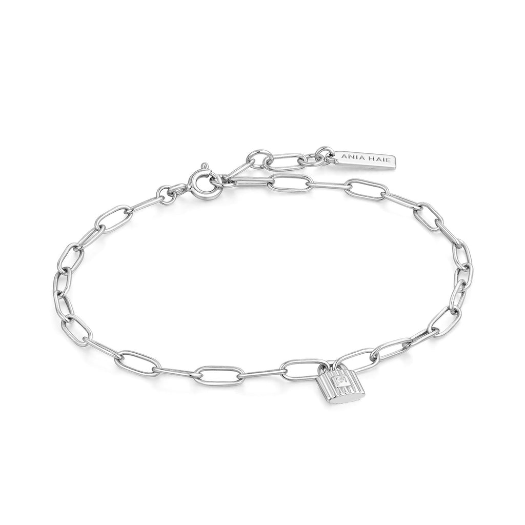 Ania Haie Sterling Silver Chunky Chain Padlock Bracelet